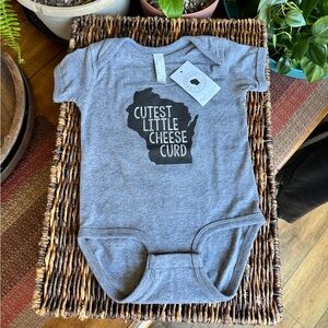 Wisconsin "Cutest Little Cheese Curd" Gray Baby Onesie 18M NWT